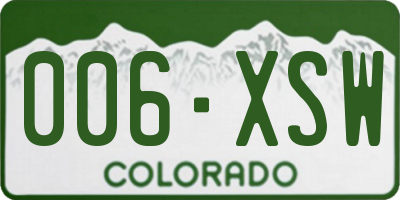 CO license plate 006XSW