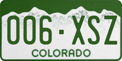 CO license plate 006XSZ