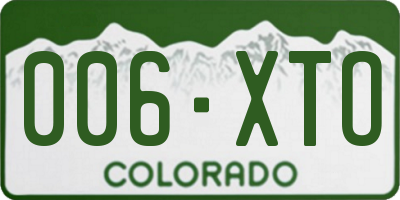 CO license plate 006XTO