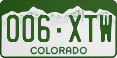 CO license plate 006XTW