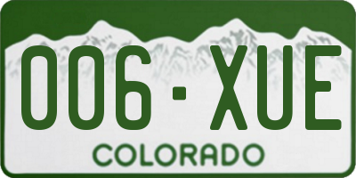 CO license plate 006XUE