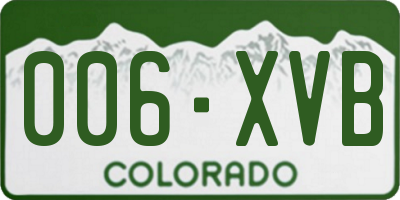 CO license plate 006XVB
