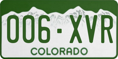 CO license plate 006XVR
