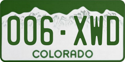 CO license plate 006XWD