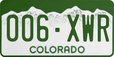 CO license plate 006XWR