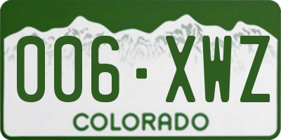 CO license plate 006XWZ