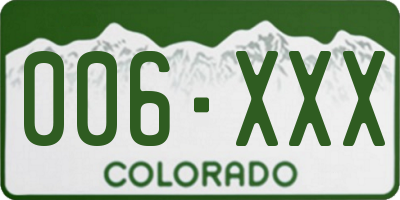 CO license plate 006XXX