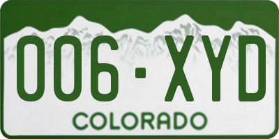 CO license plate 006XYD