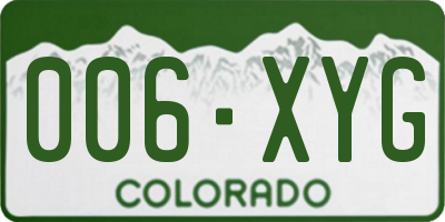 CO license plate 006XYG