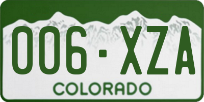 CO license plate 006XZA
