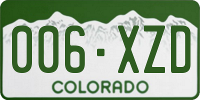CO license plate 006XZD