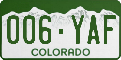 CO license plate 006YAF