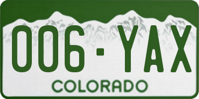 CO license plate 006YAX