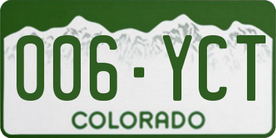 CO license plate 006YCT