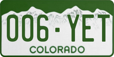 CO license plate 006YET