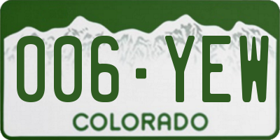 CO license plate 006YEW
