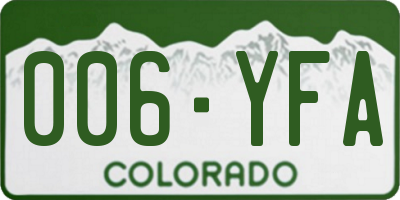 CO license plate 006YFA