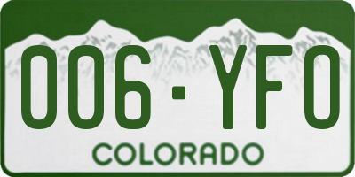 CO license plate 006YFO
