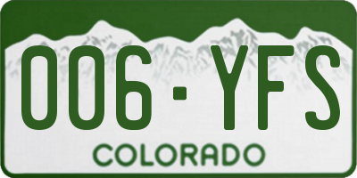 CO license plate 006YFS