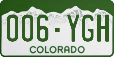 CO license plate 006YGH