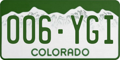 CO license plate 006YGI
