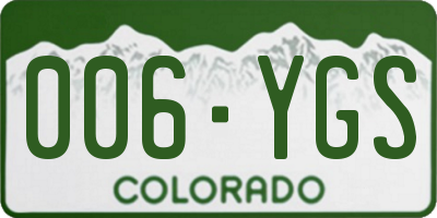 CO license plate 006YGS