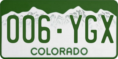 CO license plate 006YGX