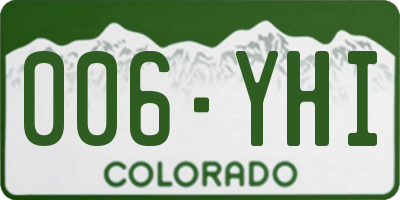 CO license plate 006YHI