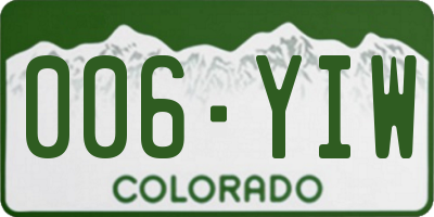 CO license plate 006YIW