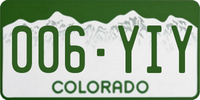 CO license plate 006YIY
