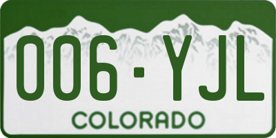 CO license plate 006YJL