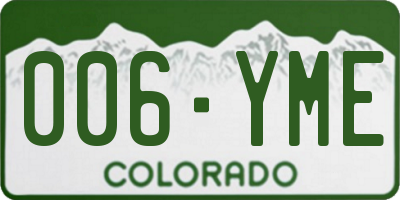 CO license plate 006YME