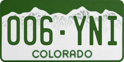 CO license plate 006YNI