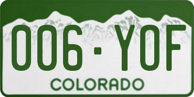 CO license plate 006YOF