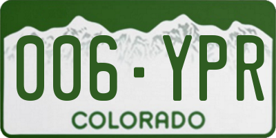 CO license plate 006YPR