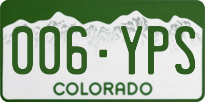 CO license plate 006YPS