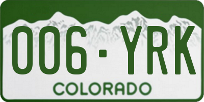 CO license plate 006YRK