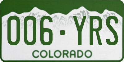 CO license plate 006YRS