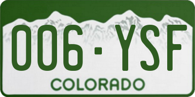 CO license plate 006YSF