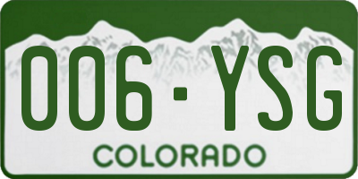 CO license plate 006YSG