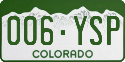 CO license plate 006YSP