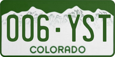 CO license plate 006YST