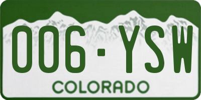 CO license plate 006YSW