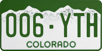 CO license plate 006YTH