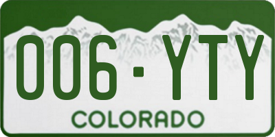CO license plate 006YTY