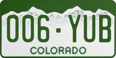 CO license plate 006YUB