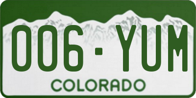 CO license plate 006YUM