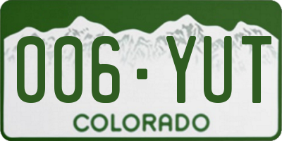 CO license plate 006YUT