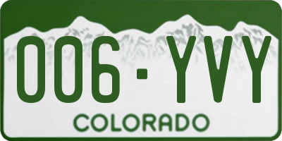 CO license plate 006YVY