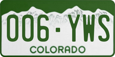 CO license plate 006YWS